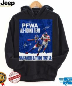 Official Poster New York Giants NFL PFWA All Rookie Team Malik Nabers And Tyrone Tracy Jr. Signatures t shirt