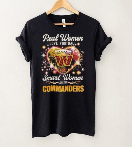 Official Real Women Love Football Smart Women Love The Washington Commanders Redskins Heart Diamond T shirts