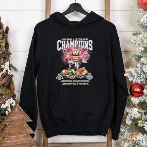 Official Rose Bowl And Cotton Bowl Champions Ohio State Buckeyes Beat Texas Longhorns And Oregon Ducks Mascot Shirt