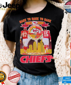 Official Travis Kelce And Patrick Mahomes Kansas City Chiefs AFC Champions Back To Back To Back 2024 2025 Signatures T shirts