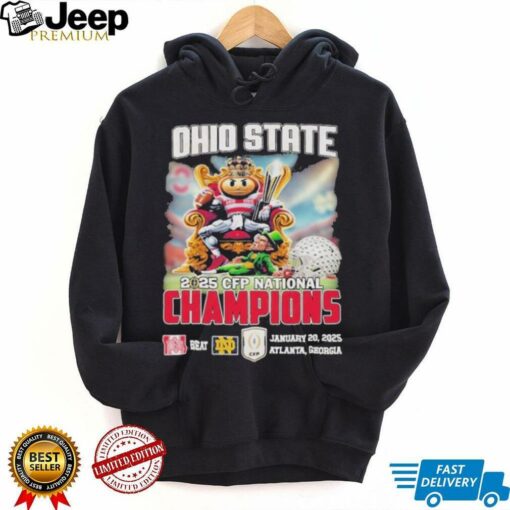 Ohio State Buckeyes NCAA 2025 College Football Playoff National Champions January 20, 2025 Atlanta, Georgia Mascot T Shirts