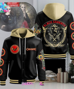 Ozzy Osbourne x Black Sabbath Hooded Varsity Jacket – Official Ozzy Osbourne and Black Sabbath Merchandise, Rock Legend Apparel, Limited Edition Hooded Varsity Jacket