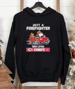 Peanuts Snoopy And Woodstock Just A Firefighter Who Loves Kansas City Chiefs Shirt