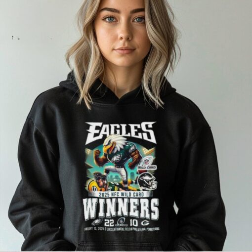 Philadelphia Eagles 2025 NFL Wild Cards Winner Beat Green Bay January 12 Lincoln Financial Field In Philadelphia Pennsylvania Mascot T Shirt