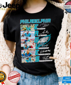 Philadelphia Eagles Jalen Hurts A.J Brown Dallas Goedert Reed Blankenship signatures shirt