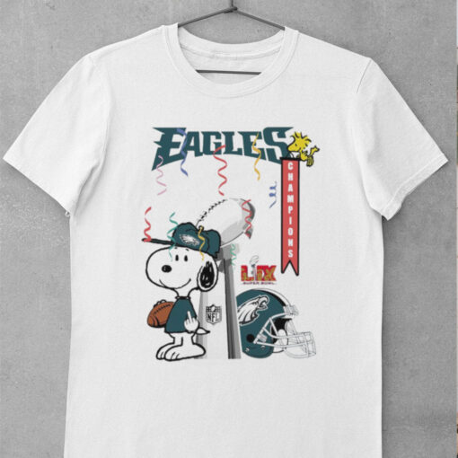 Philadelphia Eagles X Snoopy 2025 NFL Super Bowl LIX Champions Shirt