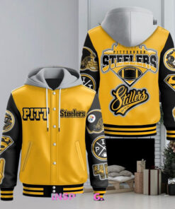 Pittsburgh Steelers Football Limited Hooded Varsity Jacket – Official Steelers Fan Apparel, NFL Spirit Wear, Limited Edition Hooded Varsity Jacket