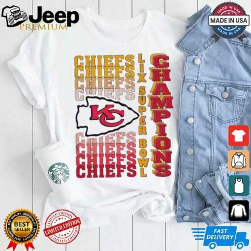 Retro Kansas City Chiefs Gradient Wordmark Lix Super Bowl Champions T Shirt