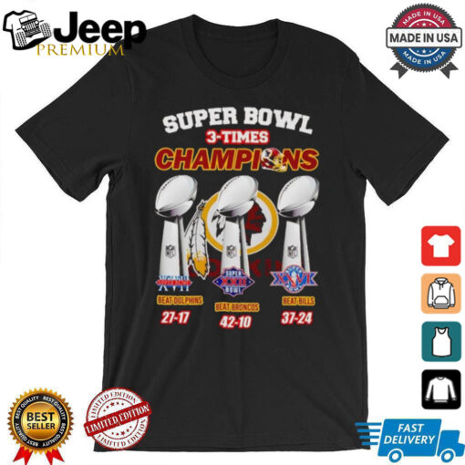 Washington Redskins Super Bowl 3 times Champions T Shirt