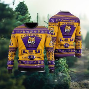LSU Tigers Logo Custom Name For Football Fans Ugly Christmas Sweater Christmas Gift