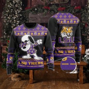 LSU Tigers Snoopy Dabbing Ugly Christmas Sweater