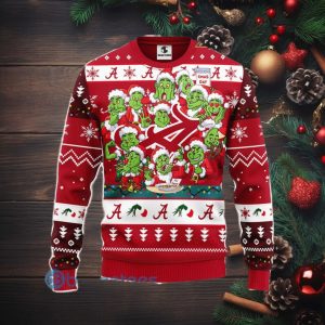 Men And Women Christmas Gift NCAA Alabama Crimson Tide Cute 12 Grinch Face Xmas Day 3D Ugly Christmas Sweater