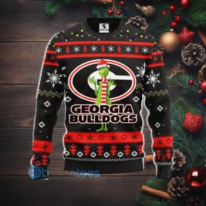 Men And Women Christmas Gift NCAA Georgia Bulldogs Logo With Funny Grinch 3D Ugly Christmas Sweater For Fans