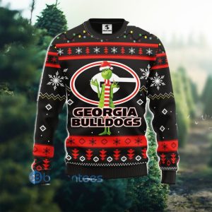 Men And Women Christmas Gift NCAA Georgia Bulldogs Logo With Funny Grinch 3D Ugly Christmas Sweater For Fans