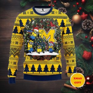 Michigan Wolverines Minion Christmas AOP Sweater