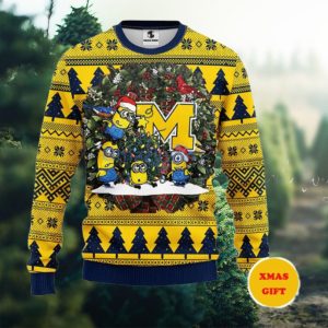 Michigan Wolverines Minion Christmas AOP Sweater