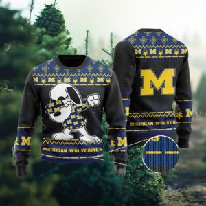 Michigan Wolverines Snoopy Dabbing Holiday Party Ugly Christmas Sweater Ugly