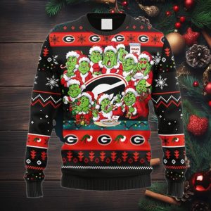 NCAA Christmas Georgia Bulldogs 12 Grinch Xmas Day Christmas Ugly Sweater For Men Women