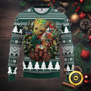 NFL Michigan State Spartans Groot Hug Christmas Ugly Sweater