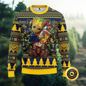 NFL Michigan Wolverines Groot Hug Christmas Ugly Sweater