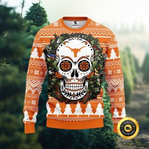 NFL Texas Longhorns Skull Flower Ugly Christmas Ugly Sweater