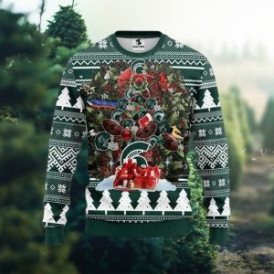 Ncaa Michigan State Spartans Tree Christmas Ugly Christmas Sweater, All Over Print Sweatshirt, Ugly Sweater, Christmas Sweaters, Hoodie, Sweater