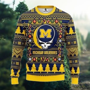 Ncaa Michigan Wolverines Grateful Dead Ugly Christmas Sweater All Over