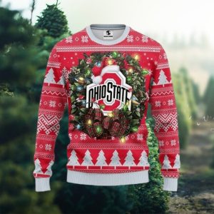 Ncaa Ohio State Buckeyes Logo Light Ugly Christmas Sweater, All Over Print Sweatshirt, Ugly Sweater, Christmas Sweaters, Hoodie, Sweater